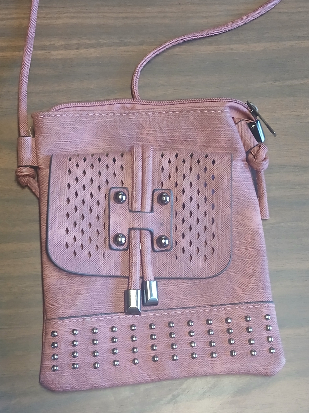 Women's Pink Crossbody Bag with Stud Detail